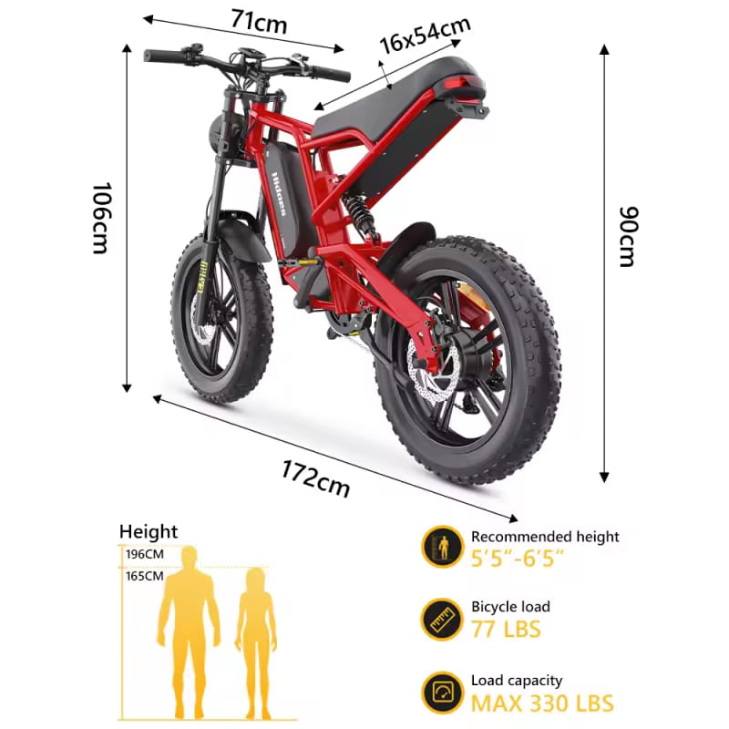 Hides B6 Electric Fat Tire Bike - 1200W motor | 48v Battery
